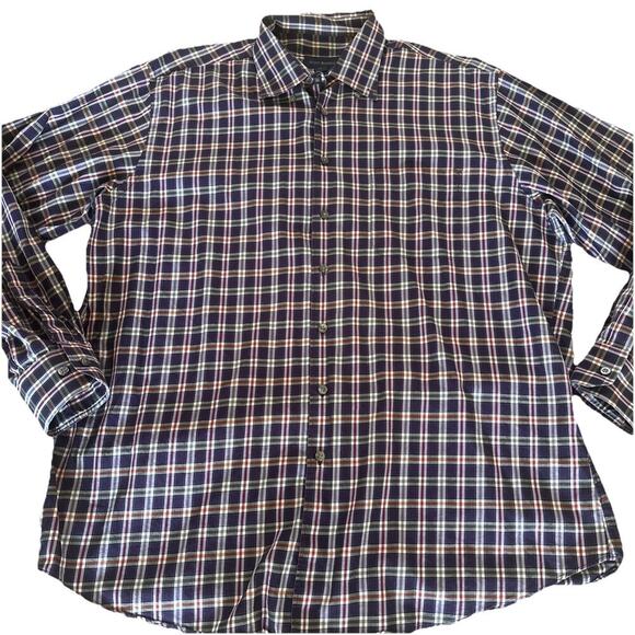 Scott Barber Button Down Shirt Mens Size XL Window Pane Plaid Long Sleeve - Picture 1 of 7